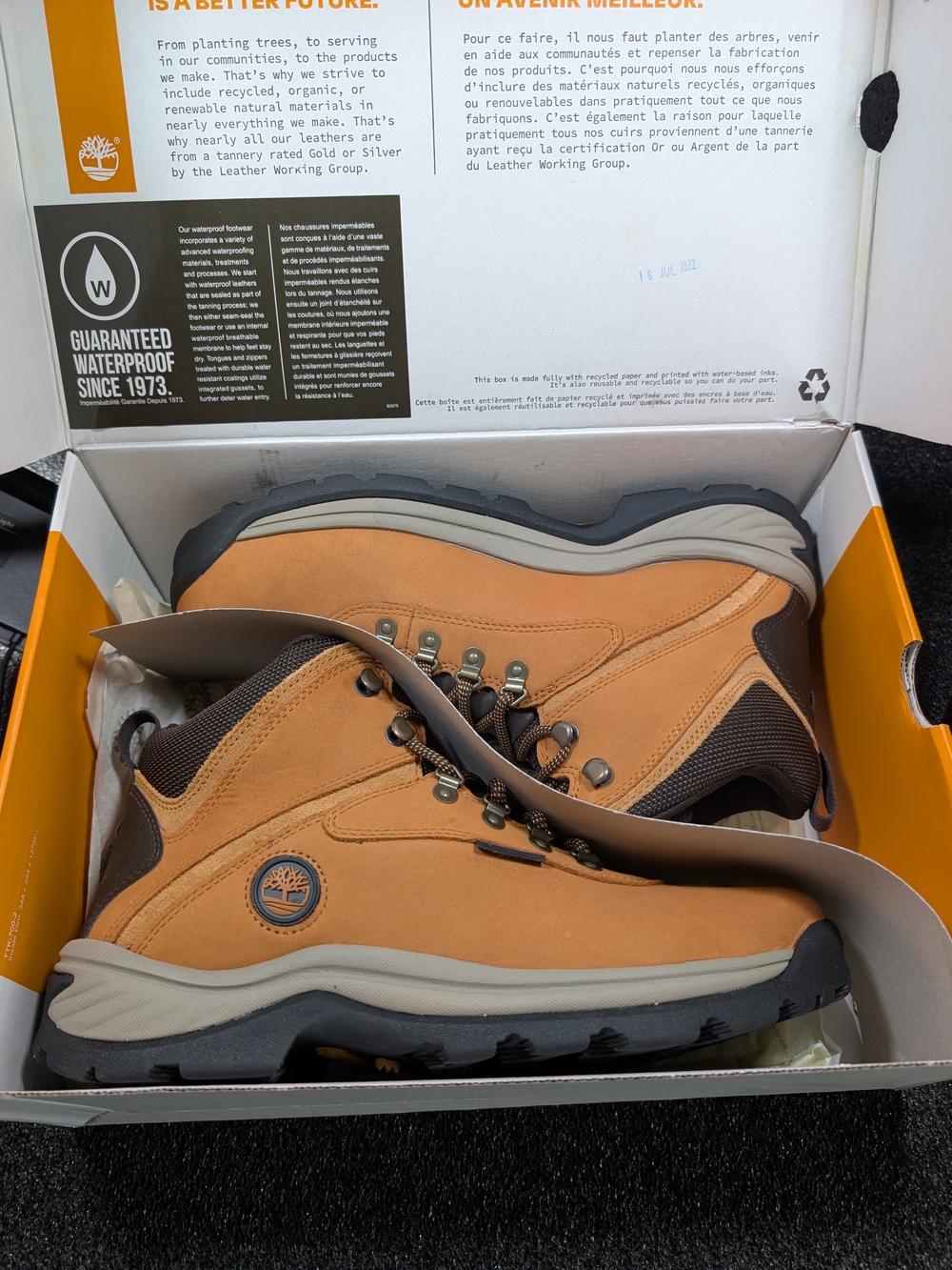 Timberland White Ledge Mid Waterproof Hiking Boots Men’s 10.5 Wheat Nubuck NIB